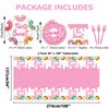 98 Pieces Two Sweet Donut Birthday Party Supplies for 24 Guests Girls Donut Tableware Set Baby Girl 2nd Birthday Donut Plates Napkins Tablecloth Party Decorations Table Cover Dinnerware Party Favors