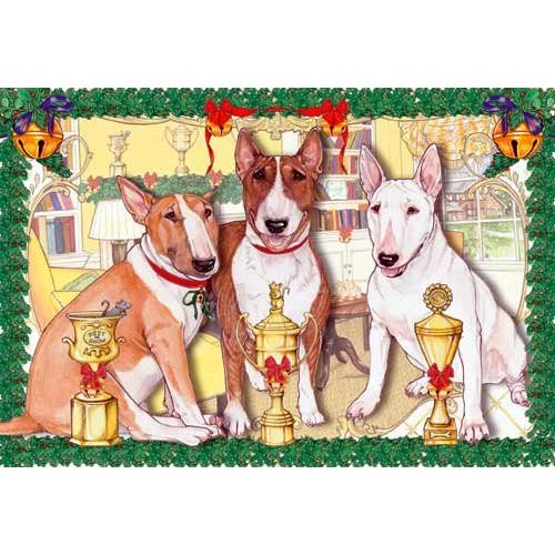 Pipsqueak Bull Terrier Christmas Cards : 10 Holiday Cards with Red Envelopes - ADORABLE!
