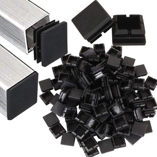 100Pack 1inch Square Tube End Caps, Black Square Plastic Plug Durable Glide Insert Pipe Covers, Small Tubing Post End Caps for Square Tubing Chair Table Stool Leg, Furniture Legs Replacement Caps