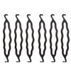 6Pcs Black Resin Double-end Hook Hair Bun Makers Foldable Anti-slip Hair Donut Shapers Hair Roll-up Updo Braiding Tools Insert Pads Holders for Women Girls Hair Styling