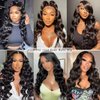 CUMASE Body Wave Lace Front Wigs Human Hair Pre Plucked 13x4 HD Transparent Lace Frontal Wigs Human Hair for Women 180 Density Body Wave Glueless Wigs Human Hair with Baby Hair 28 Inch