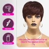 HAIRCUBE Dark Brown Pixie Cut Wigs for Women Pixie Cut Human Hair Wigs Short Remy Hair Dark Brown Color Short Black Layered Wavy Wigs (pixie cut wig, dark brown)