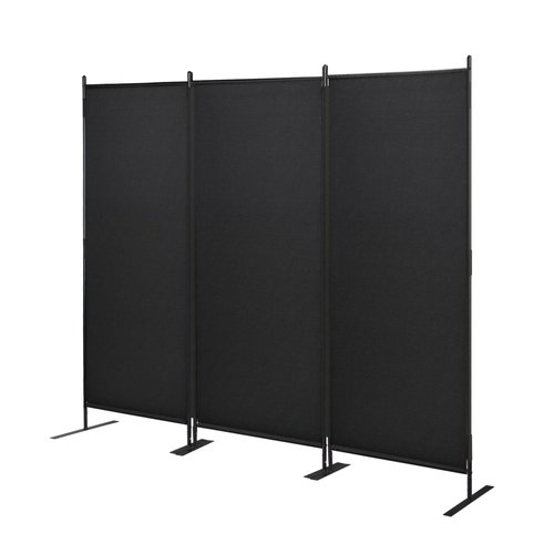 JAXPETY 3 Panel Room Divider Folding Privacy Screen Portable Wall Divider Freestanding Partition Home Office Dorm Separation, Black