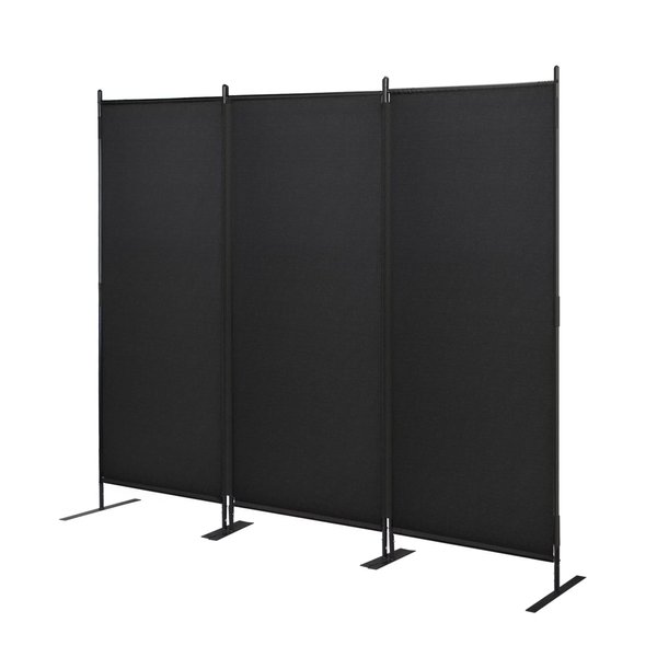 JAXPETY 3 Panel Room Divider Folding Privacy Screen Portable Wall Divider Freestanding Partition Home Office Dorm Separation, Black