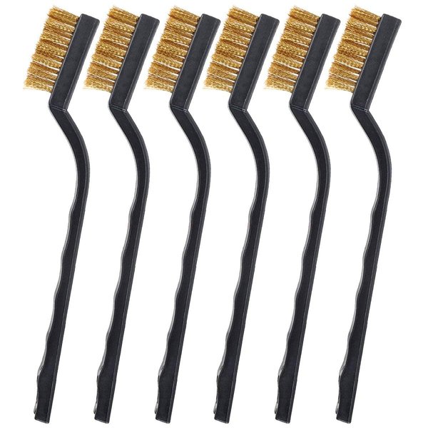 12 Pieces Wire Brush (Stainless Steel + Brass) Scratch Brush, Curved Handle Masonry Brush Wire Bristle for Cleaning Welding Slag and Rust