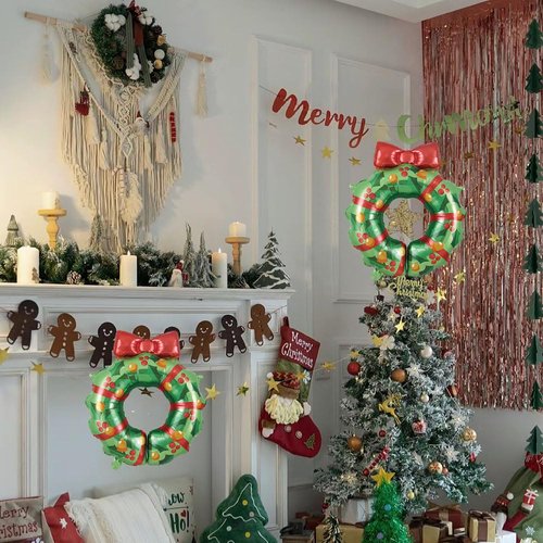 HBLHBLMI Christmas Wreath Balloons for Christmas Party Supplies Birthday Party Decorations - 5Pcs