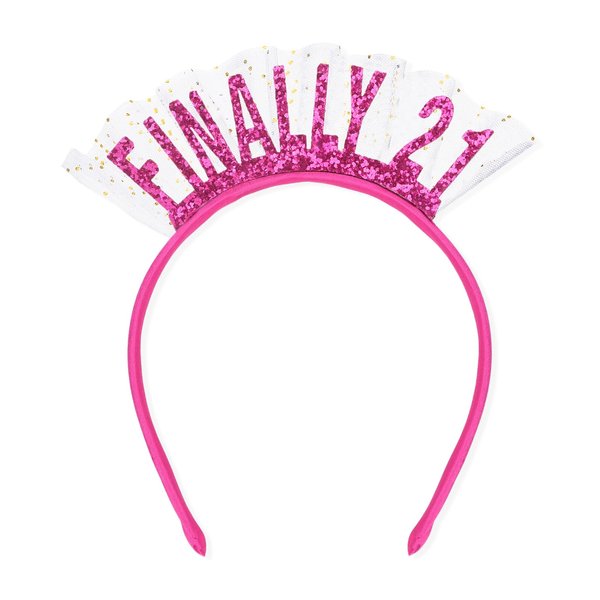 Semato Finally 21 Birthday Decorations Hot Pink Finally 21 Birthday Headband Birthday Crown 21st Birthday Girl Headband Happy Birthday Headband Tiara Birthday Headband for Women