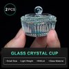AORAEM 2PCS Nails Tips Art Dappen Dish with Lid Acrylic Liquid Powder Dappen Monomer Dish Glass Crystal Cup Glassware Tools for Professional Use and Home Use