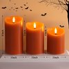 Girimax Burnt Orange Flameless Pillar Candles with Remote Timer, Halloween Fall LED Candles, Battery Operated Set of 3