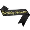 NAUXIUDSJS Birthday Sash for Women, Birthday Princess Glitter Black Sash with Foil Letter, Party Favors Supplies for 18th 21st 30th 40th 50th 60th 70th 80th or Any Bday Party,Black