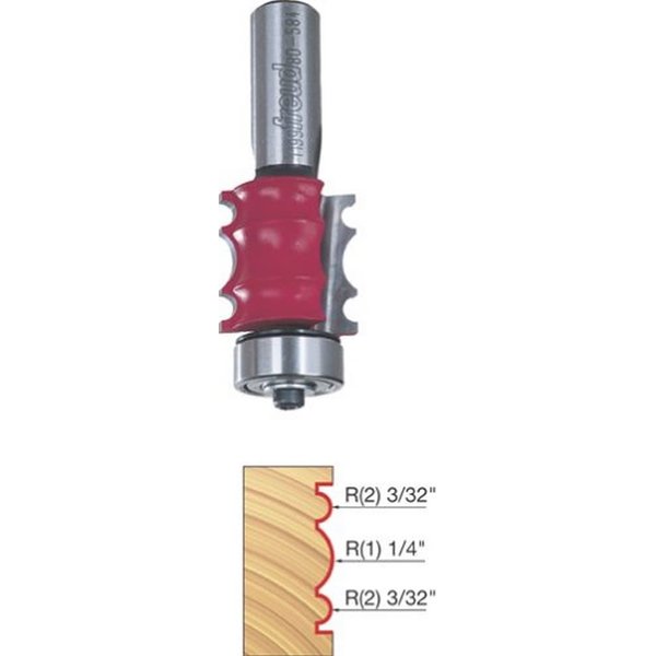 Freud 80-584 3/32 and 1/4-Inch Radius Triple Beading Router Bit with 1/2-Inch Shank
