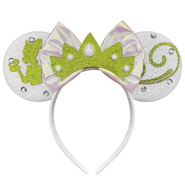Trnerm Green Mouse Ears Headband for Women Sequin Bows Headband Princess Headband