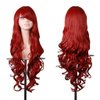 EmaxDesign Wigs 32 inch Wavy Curly Cosplay Wig With Wig Cap and Comb (Dark Red)