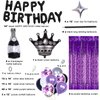 Nigifter Purple and Black Birthday Decorations for Men Women Boys Girls 117pcs Happy Birthday Purple Birthday Party Decorations for Him Her Birthday Party Supplies with Champagne Beer Decorations