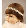 Kenjudess Gold Lace Elastic Headband for Baby Girl Flower Leaf Stretch Toddler Hairband Soft Lace Hair Accessories for Infants Toddlers Kids (Heart)