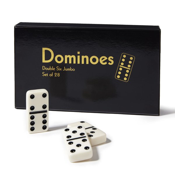 CHH Black/Cream Color Double 6 Jumbo Size Domino Tiles in cardboard box