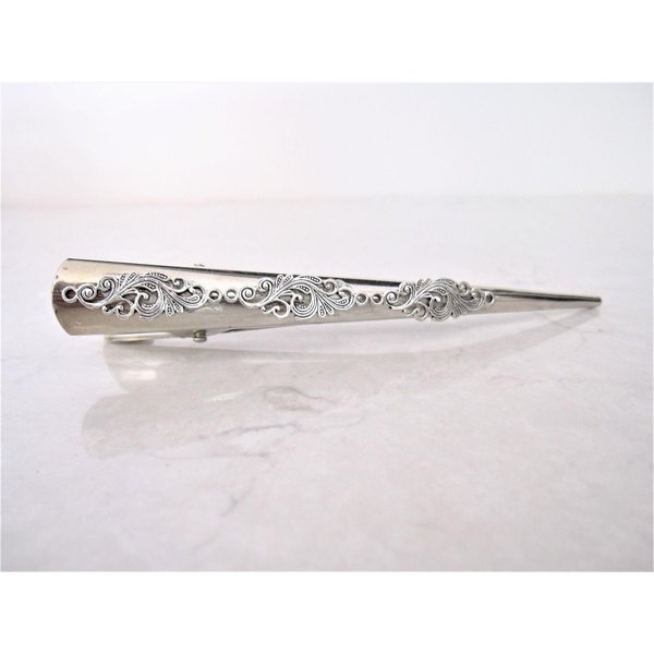 Generic Silver tone metal filigree alligator hair claw clip clamp (Length: 5), 1 Count (Pack of 1)