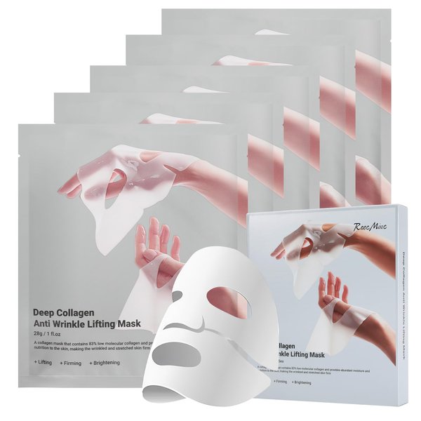 DATANSUN 5 pcs Collagen Face Mask, Collagen Mask Overnight【Deep Hydration】【Lifting】【Anti-Wrinkle】 Collagen Mask with Low Molecular Weight Collagen
