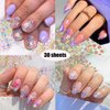 30 Sheets Colorful Flower Nail Art Stickers Spring Summer Nail Art Design 3D Self Adhesive Daisy Nail Supplies Elegant Exquisite Flower Nail Decals White Yellow Flower Nail Stickers for Woman Girls
