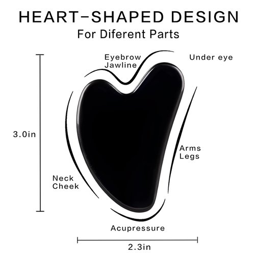 FUIYOOCEN Gua Sha Facial Tools, Natural Obsidian Guasha Tool for Face,Double Chin & Jawline, Gua Sha Stone Self-Skin Care Face Stone Gua Sha tools for Women Guasha Stone, Black