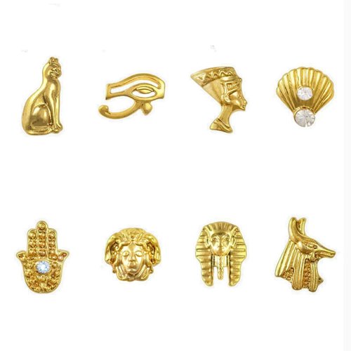 40Pcs Egyptian Nail Charms, 3D Alloy Vintage Gold Nail Art Rhinestones, Nail Art Accessories Crystals Diamonds for DIY Nail Design Nail Decoration and Jewelry Making for Women
