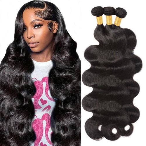 12A Human Hair Bundles 24 26 28 Inch Body Wave Bundles Human Hair 100% Unprocessed Brazilian Virgin Hair 3 Bundles Human Hair Body Wave Human Hair Extensions Natural Black Deals For Women