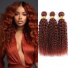 Reddish Brown Curly Wave Human Hair Bundles Color 33 Human Hair Copper Red Brown Kinky Curly Bundles Double Weft Remy Hair Extensions Wet and Wavy Bundles Silky and Soft 26 28 30 Inch