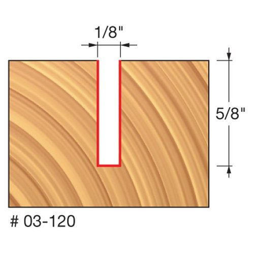 Freud 03-120: 1/8" (dia.) Single Flute Straight Bit with 1/4" shank, 5/8" carbide height