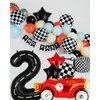 Race Car Birthday Balloons 40 Inch Racetrack Number Balloon 2 Black Boys Two Fast Birthday Race Car Theme Party Decor Supplies 5 Pcs Mylar Balloon