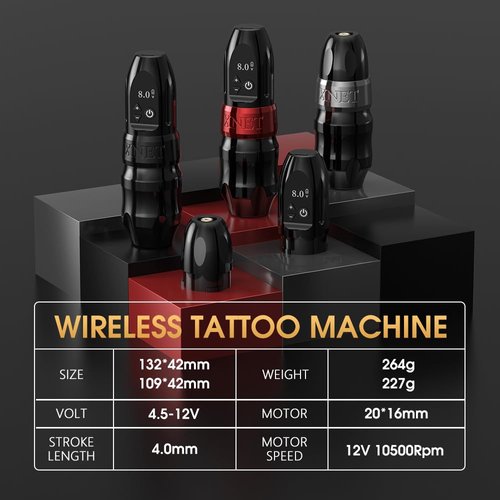 Xnet Titan 42mm Grip Rotary Tattoo Machine Kit - Wireless Tattoo Cartridges Pen with Extra 38mm Grip and Extra Battery 2400mAh Battery Power Japanese Coreless Motor Digital LCD Display