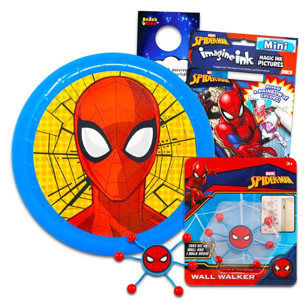 Spiderman Playset Spiderman Toy Bundle - 4 Pc Spiderman Activity Set with Spiderman Frisbee, Coloring Book, Fidget Toy, and More | Spiderman Set
