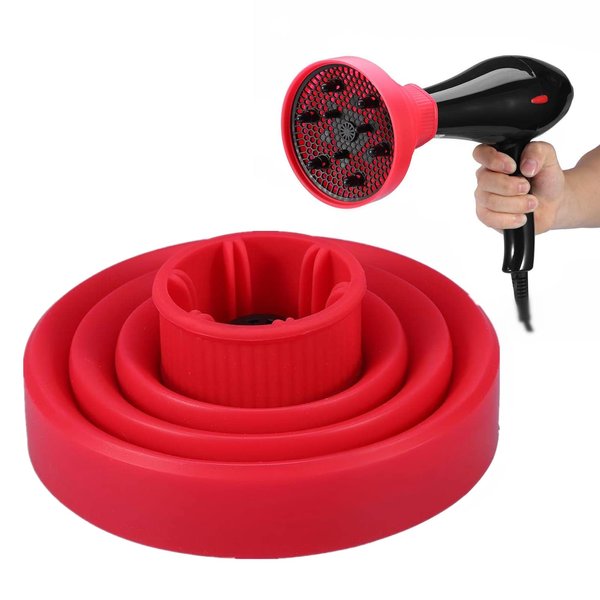Hair Blower Diffuser Foldable Folding Hairdryer Cover Styling Hairdressing Tool 5Colors By Filfeel (Red)