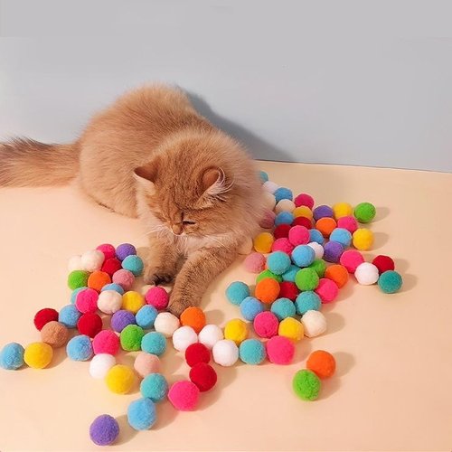 AIERSA Cat Toy Ball Launcher Gun,Cat Fetch Toy Gun Shooter, Plush Ball Shooting Gun with 20Pcs Pom Pom Balls, Toys Interactive for Indoor Cats