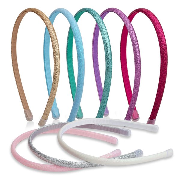 Deoot Headbands for Girls Thin Headband Non Slip Glitter Girls Head bands Fashion Girls Hair Accessories for Little Girls Kids Ages 4-10