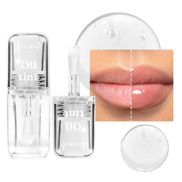 TIRDET Magic Color Changing Lip Oil, Lip Oil Color Changing, Hydrating Lip Gloss Warm Change, Big Brush Color Changing Lip Oil, Lip Changing Oil Long Lasting Shimmery, Non-sticky Primer Lip Tint