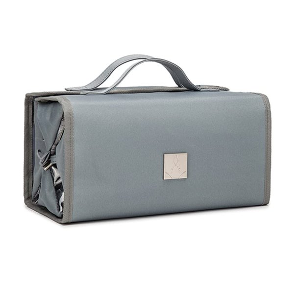 ROYALFAIR Roll Up Makeup Bag, Travel Toiletry Bag for Women with 4 Clear TSA Approved Pouches, Hanging Travel Organizer, Folding Cosmetic Bag for Men and Women (Grey)