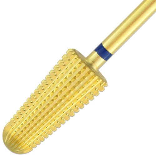 PANA 2-Way Volcano Carbide Bit 3/32" Shank Size - (Gold, Medium Grit) - Two Way Rotate use for Both Left and Right Handed Fast remove Acrylic or Hard Gel Nail Drill Bit for Manicure Pedicure