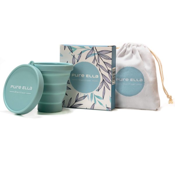 Pure Ella Menstrual Cup Sterilizer - Microwave Safe, Collapsible and BPA Free Silicone Period Cup Cleaner - Ecofriendly Feminine Hygiene
