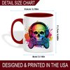 Skull Gamer Design Ceramic Mug, 11oz Coffee Cup with Colorful Headphones and Gaming Controller Theme, Fun Gift for Video Game Lovers, Unique Reusable Eco-Friendly Mug for Hot Beverages, Tea, Milk