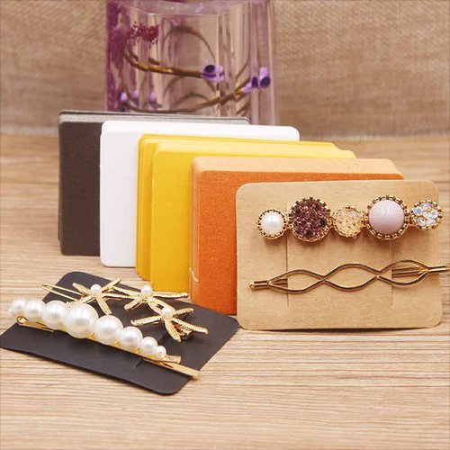UUYYEO 100 Pcs Hair Clip Display Cards Hair Bow Hairpin Packaging Cards Paper Cardboard for Hair Barrettes Accessories Kraft Paper Color