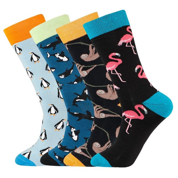 xiaomaizi Men's Novelty Fun Crew Socks Crazy Animal Pattern Long Dress Socks for Men Size 7-13