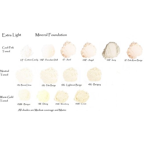 Mineral Foundation Lightest Shades - Porcelain Through Ivory (6 Shade Sampler Pack 2-3 Pink)