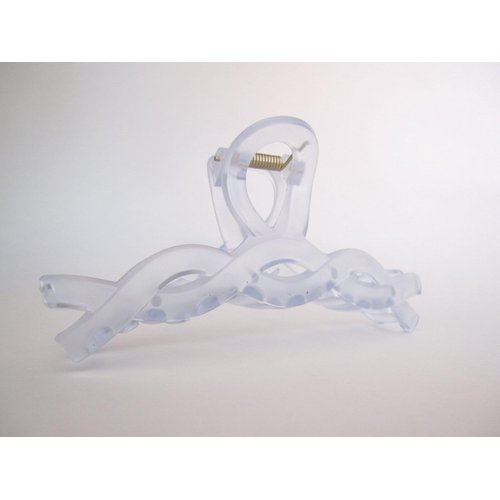 Generic Long clear frosted blueish/gray hair claw clip for long hair