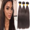 Dark Brown Straight Bundles Human Hair Color 4 Straight Bundles Hair Light Brown Straight Bundles 24 24 24 inch Double Weft Brazilian Remy Hair Extensions Silky and Soft for Black Women