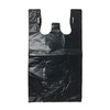 Homerite Grocery Shopping Plastic T-shirt Bags Plain 12" x 7" x 21" (Black, 150)