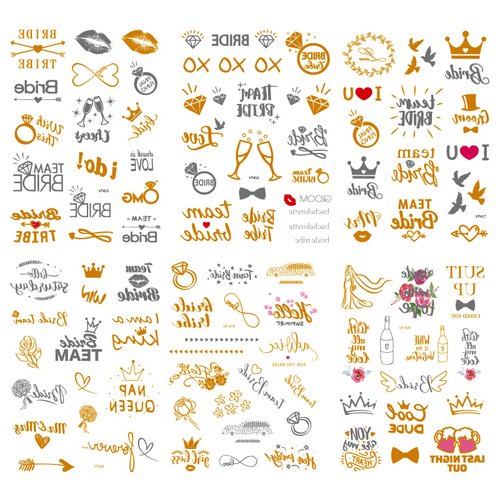 Kotbs Gold Tattoos, 6-Sheet Metallic Temporary Tattoos Wedding Party Tattoos, Gold Tattoos for Party Favors Festival Tattoos