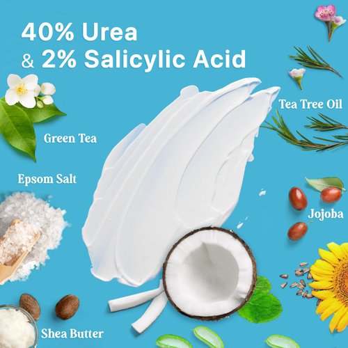 Ebanel Urea Cream 40% plus Salicylic Acid 2%, Foot Cream for Dry Cracked Heels Feet Knees Elbows Hands, Foot Dead Skin Cuticle Callus Remover Toenail Softener, Skin Barrier Repair Cream, 3-Pack