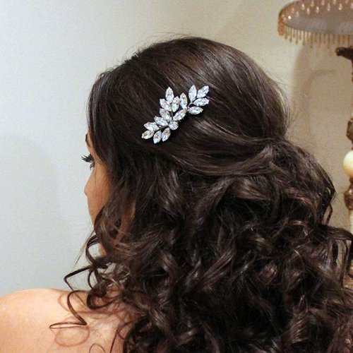 PTORIZNY Wedding Rhinestone Hair Comb Crystal Bride Hair Combs Silver Bridal Side Hair Combs Wedding Bride Hairpiece Hair Accessories for Women (Gold)