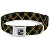 Buckle-Down Seatbelt Buckle Dog Collar - Plaid X Rasta - 1.5" Wide - Fits 16-23" Neck - Medium