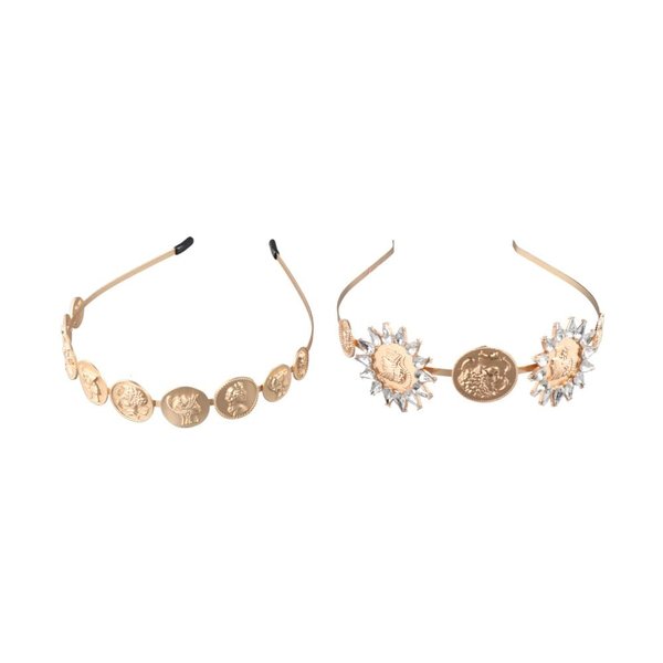 2Pcs Rhinestone Hair Hoops,Alloy Baroque Style Headbands Fashion Head Portrait Headband Temperament Party Hair Styling Accessories for Women Girls